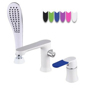 Змішувач вбудований в борт ванни на три отвори FRAP H34 білий латунь F1134