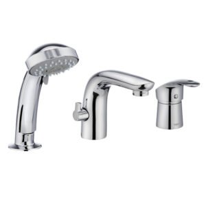 Змішувач вбудований в борт ванни на три отвори HAIBA MARS 022 хром латунь HB0790