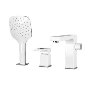 Змішувач вбудований в борт ванни на три отвори GAPPO білий латунь G1117-8