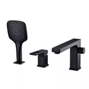 Змішувач вбудований в борт ванни на три отвори GAPPO чорний латунь G1117-6